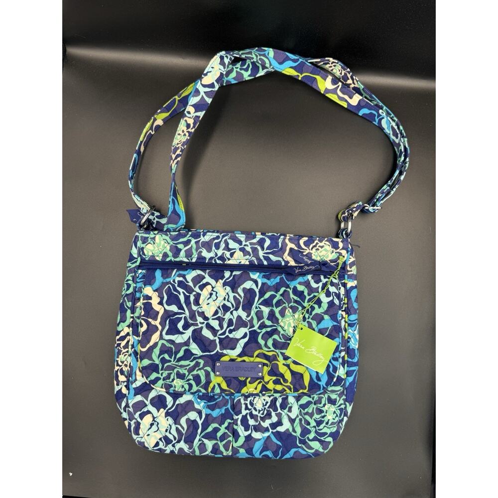 NWT Vera Bradley Katalina Blues Floral Double Zip Quilted Crossbody Bag